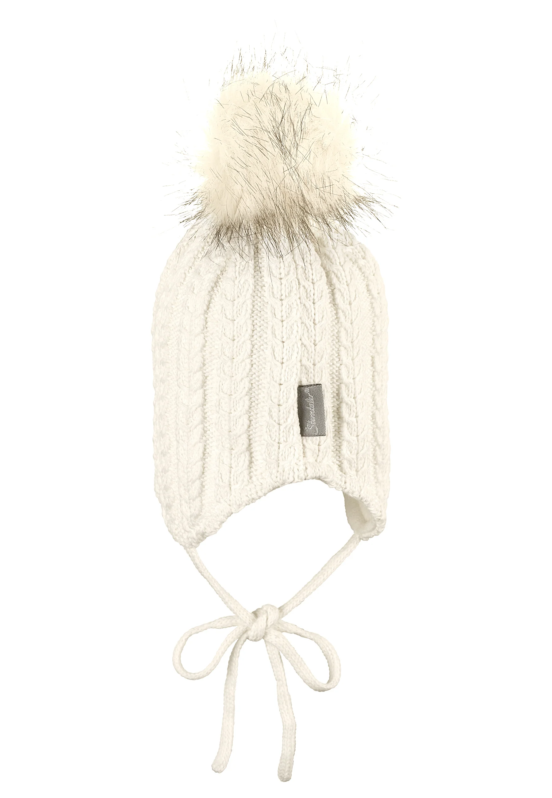 Strickmütze Baby mit Pompon und Zopfmuster