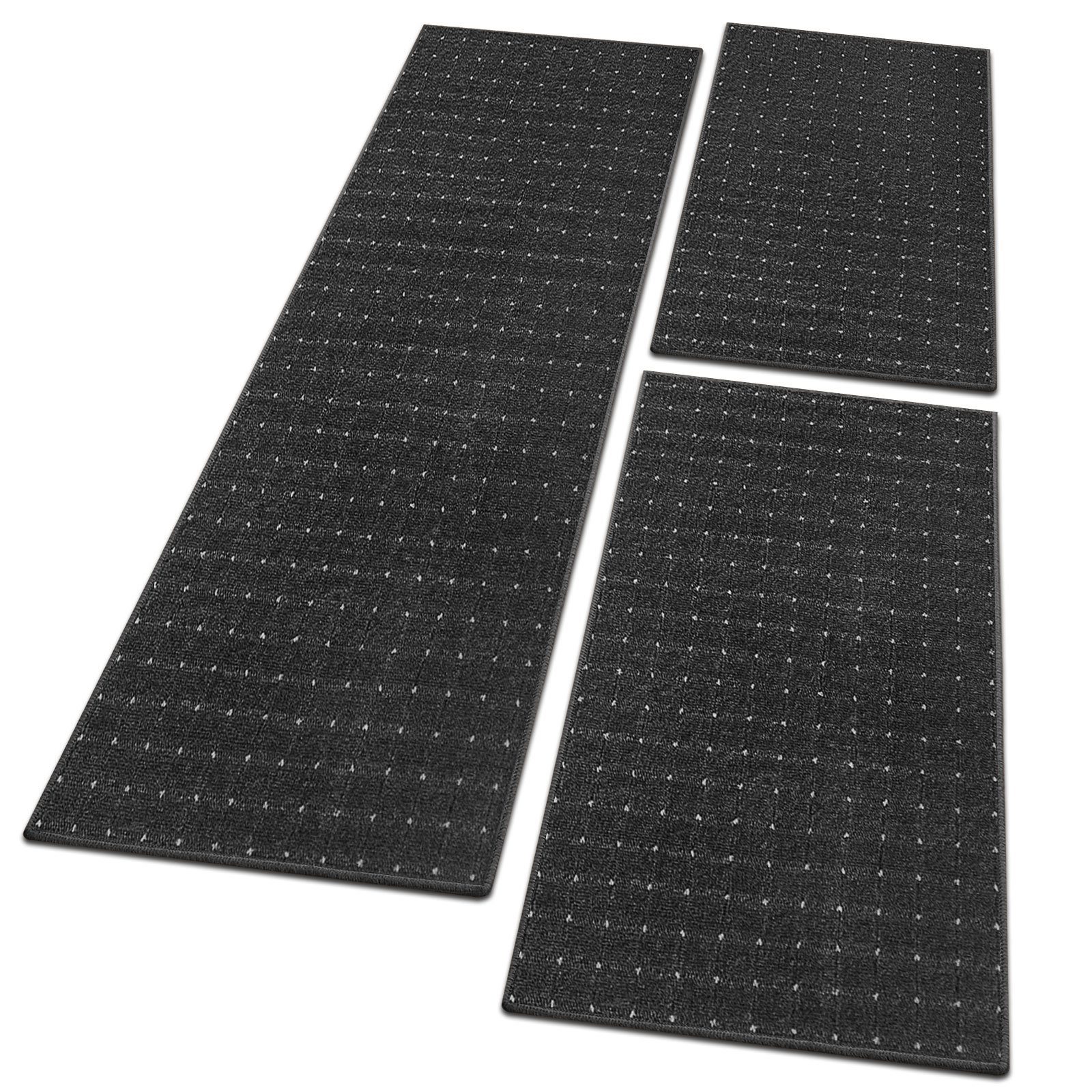 Bettumrandung Rapido Anthrazit, 3 Größen, Bettvorleger Floordirekt, Höhe 5 mm, (3-tlg)