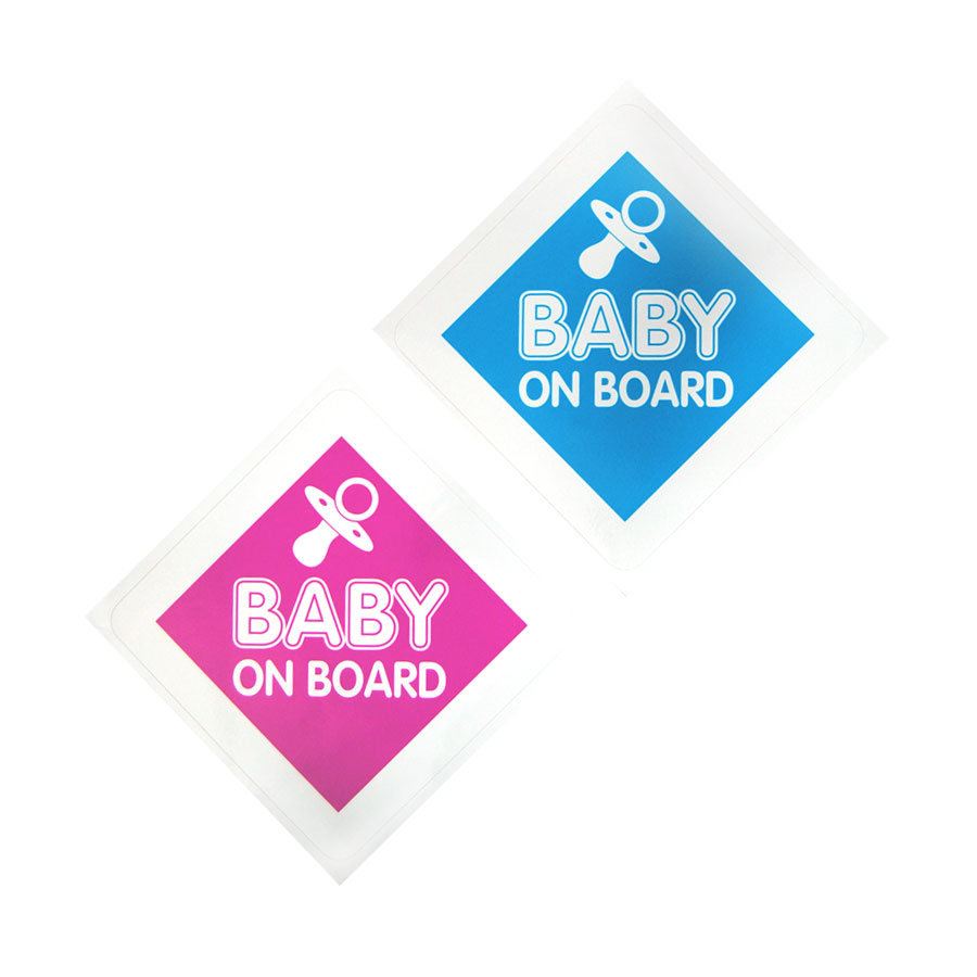 Aufkleber "BABY ON BOARD", Sticker in Blau/Pink, selbstklebend, 2 Bögen mit je 1 Sticker - ATU