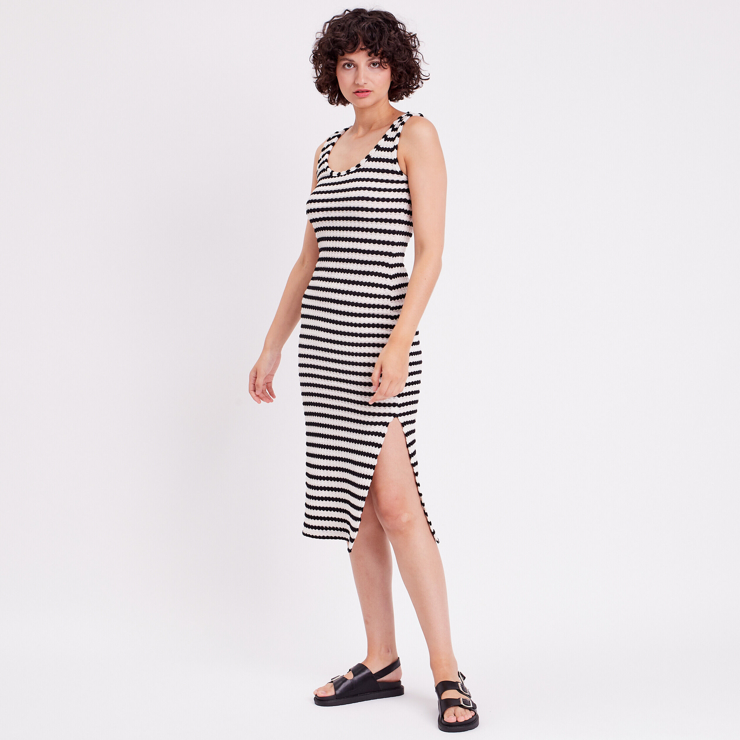 Robe midi moulante à bretelles ecru femme | Cache Cache