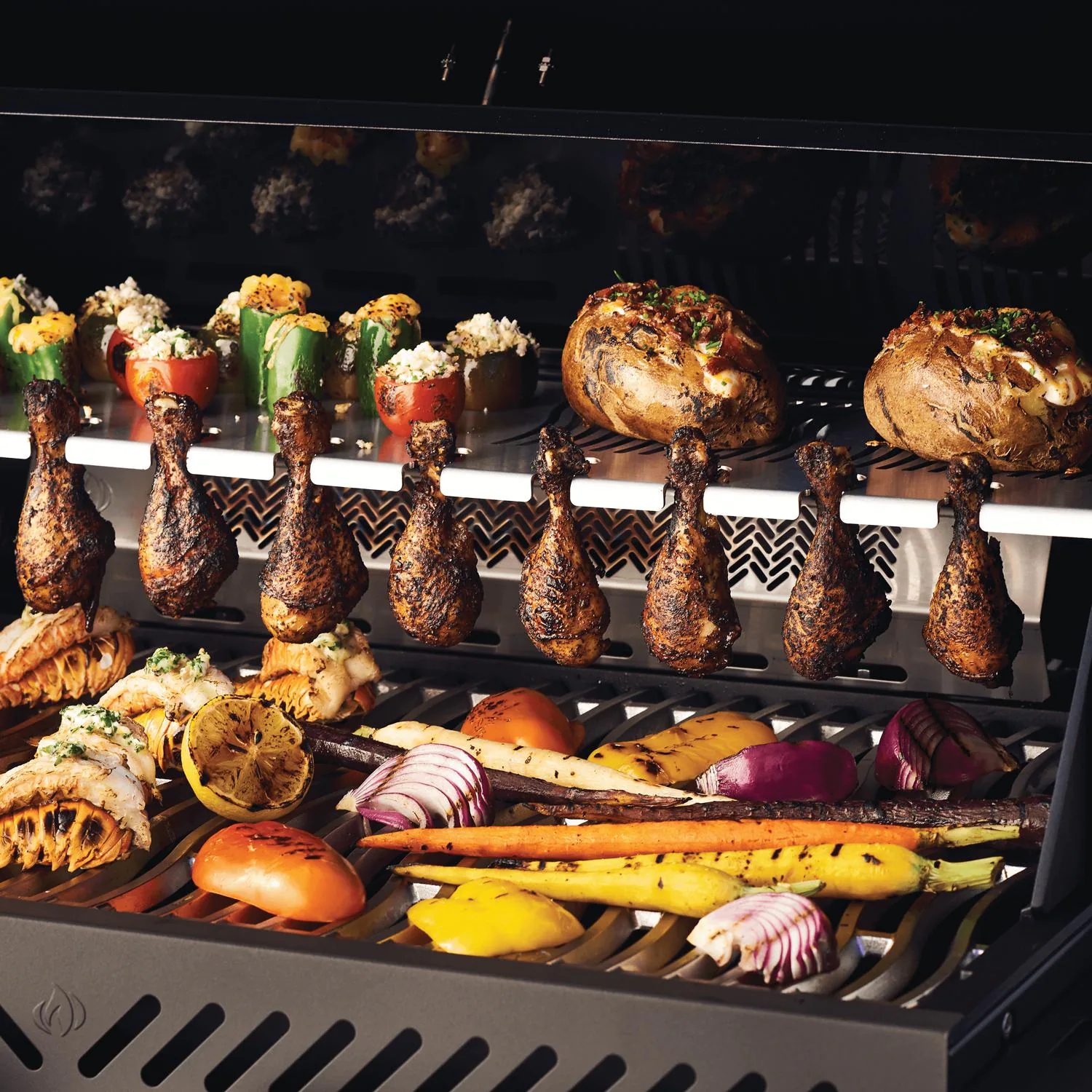 Napoleon Phantom Prestige 500 Propane Gas Grill with Infrared Rear Burner, Infrared Side Burner, & Rotisserie Kit - Matte Black - P500RSIBPMK-3-PHM