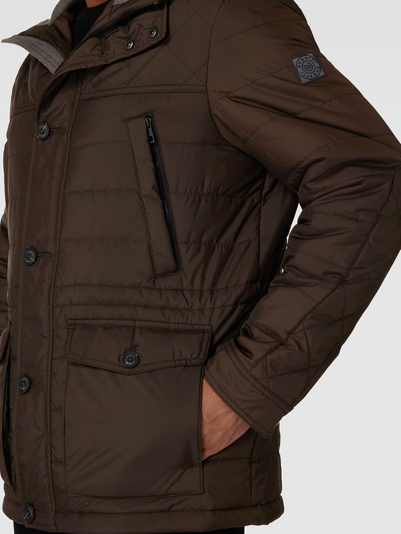 Steppjacke mit Stehkragen in dunkelbraun