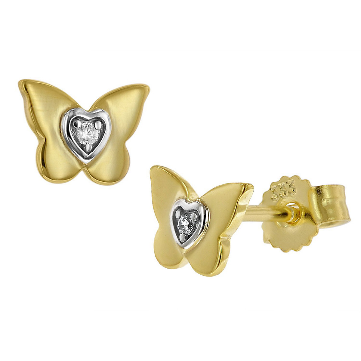Ohrringe für Mädchen Gold 333 (8 Kt) Schmetterling Ohrstecker Ohrstecker