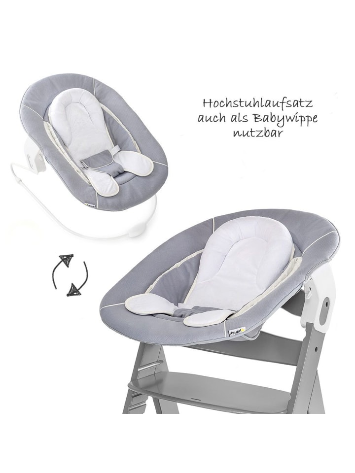 Hauck Alpha Plus Grey Newborn Set - 4-tlg. Hochstuhl   in grau günstig kaufen onesize