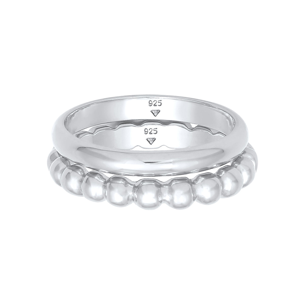 Elli Elli Bague Bague pour dames Duo Basic Ball Trend Basic en argent sterling 925 Bague