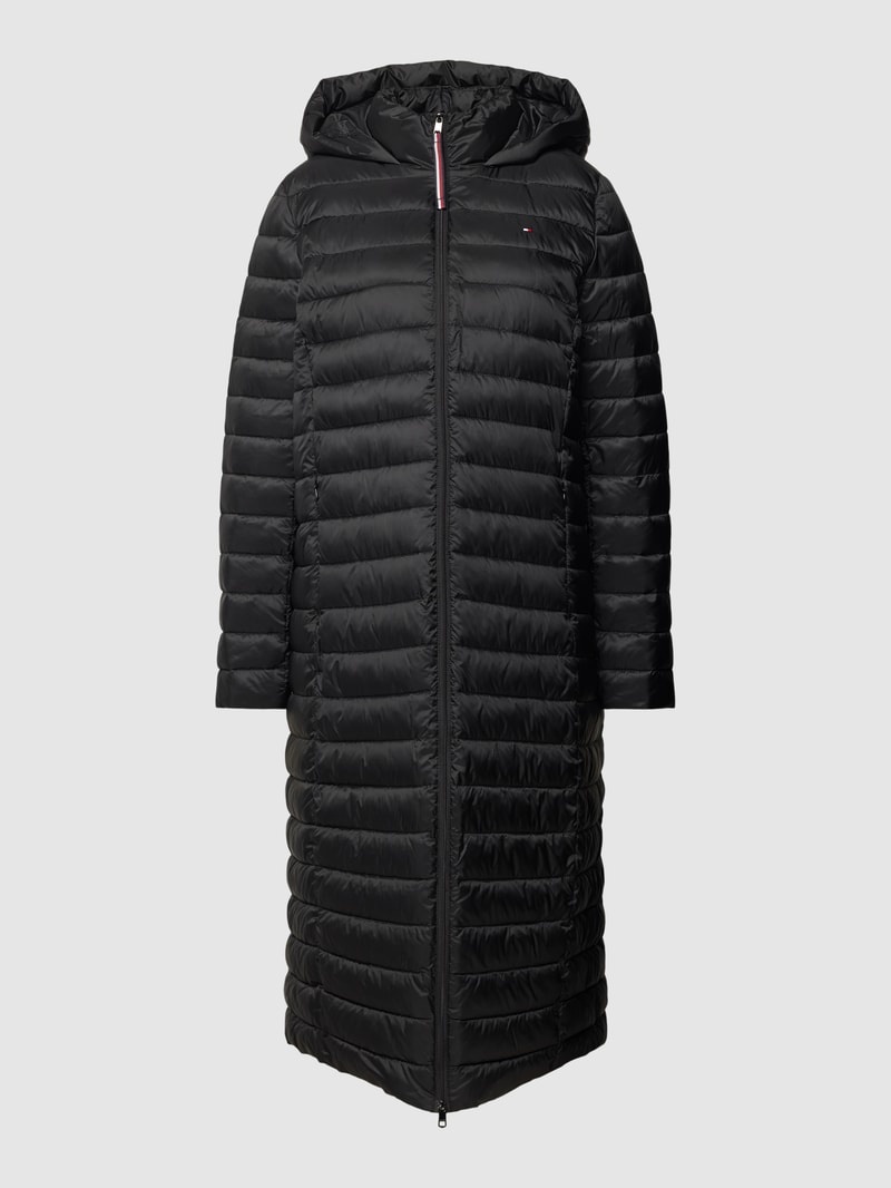 Steppmantel mit Label-Stitching in schwarz