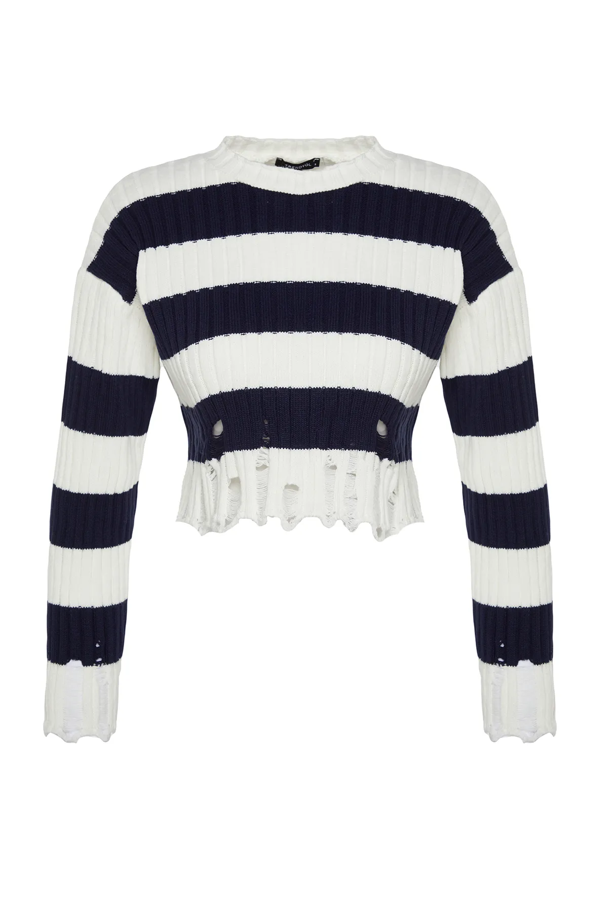 Trendyol Collection  Ecrufarbener, kurzer Strickpullover mit weiter Passform TWOAW24KZ00905
