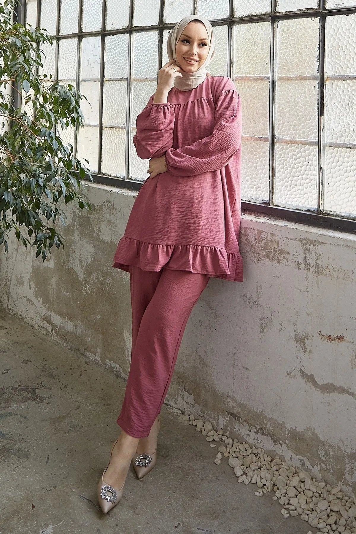 InStyle  Lively Rock-Rüschen-Doppelset – Dusty Rose
