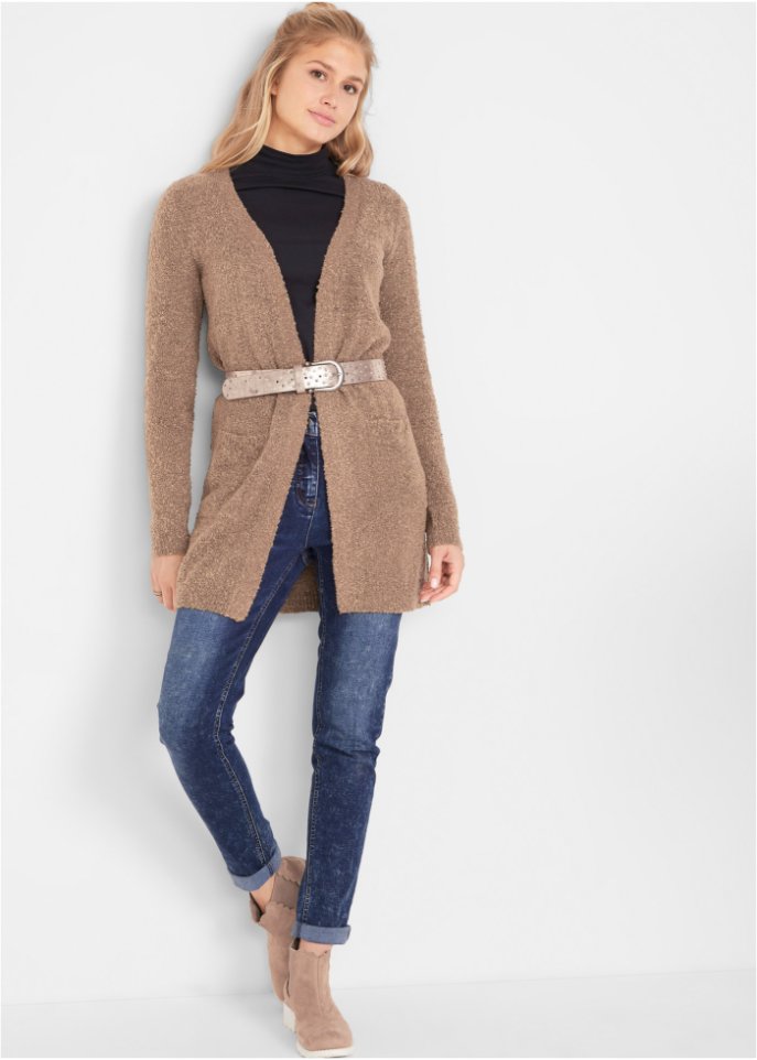 Boucle-Longstrickjacke
