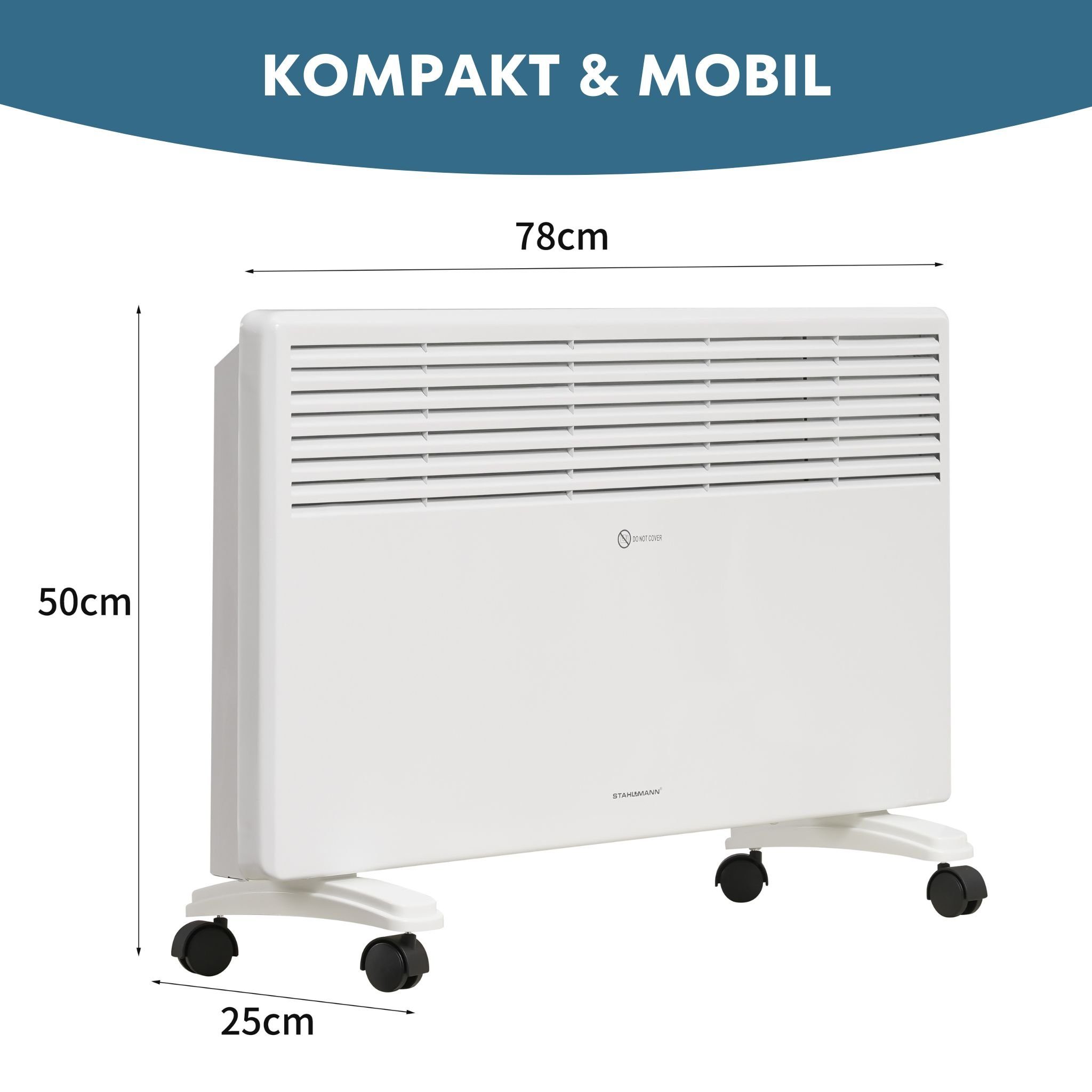 Stahlmann Heizgerät STAHLMANN Konvektor Heizung ZK2000, 2000 W, Schnelle Erwärmung, Thermostat, Leise und Konvektor Heizung