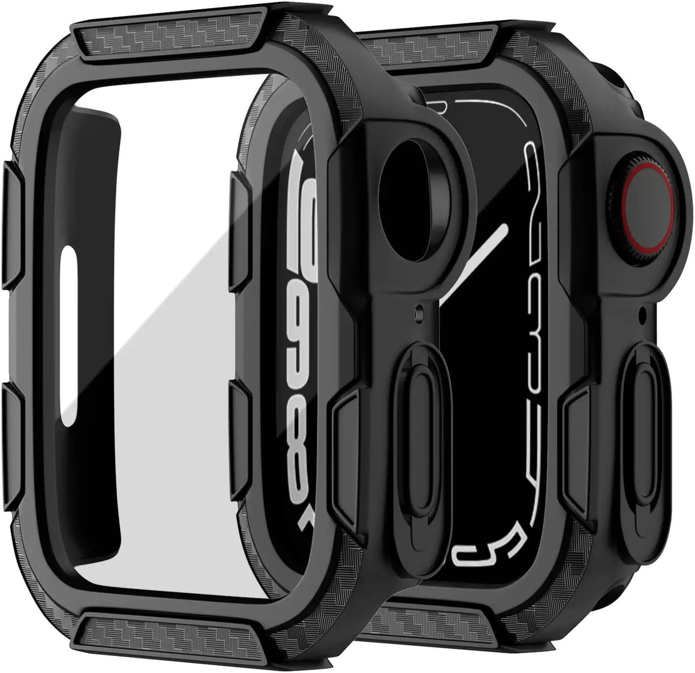 edimens Smartwatch-Hülle Schutzhülle für Apple Watch 9 8 7 45mm Stoßfest Kratzfest Glasfolie 45mm, Gehäuse und Membran sind integriert, schützen Sie Ihre Uhr rundum