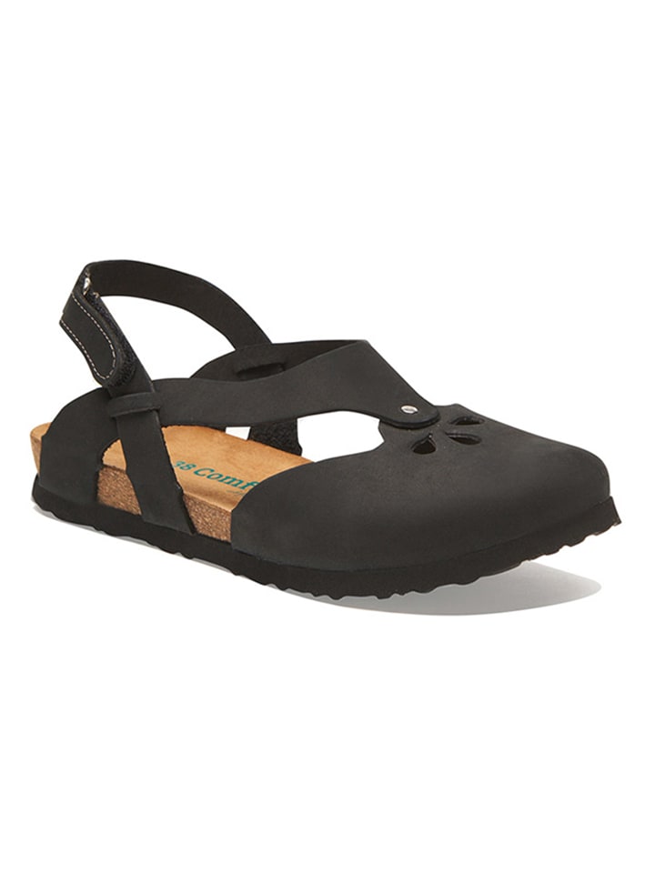 Comfortfusse Leder-Halbsandalen in Anthrazit günstig kaufen