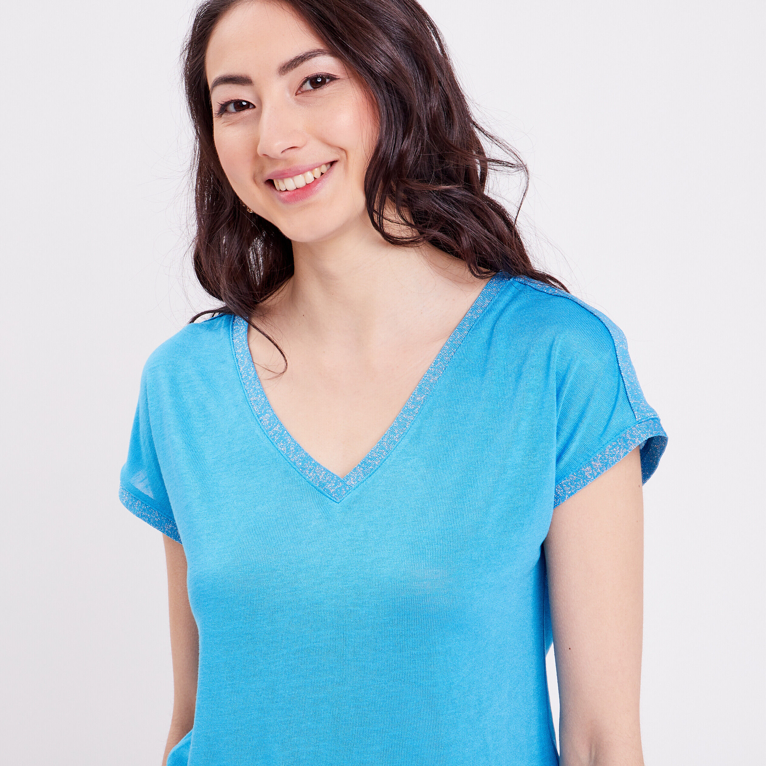 T-shirt manches courtes bleu femme | Cache Cache