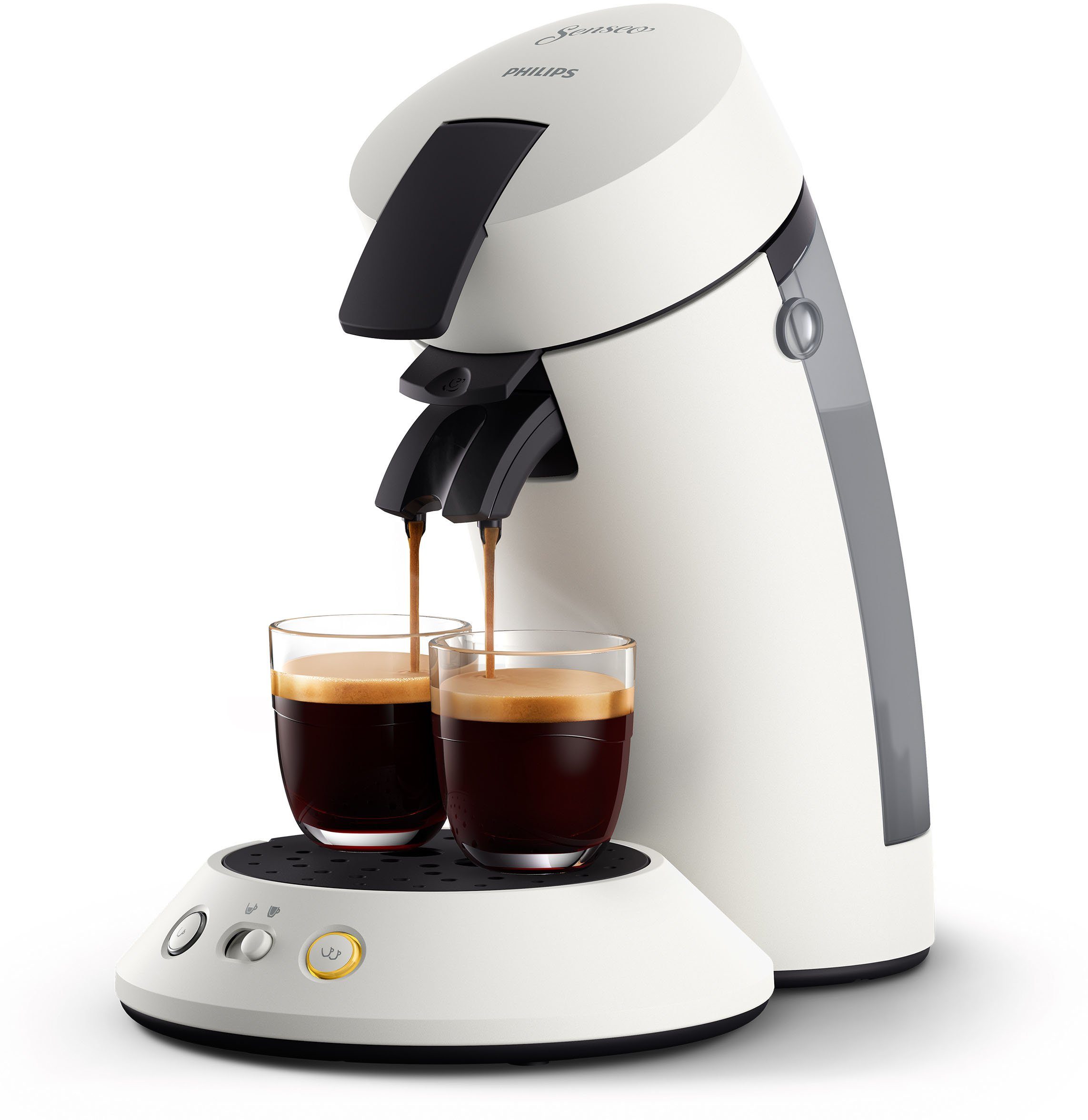 Philips Senseo Kaffeepadmaschine Original Plus CSA210/10, aus 80% recyceltem Plastik, +3 Kaffeespezialitäten, Memo-Funktion, Gratis-Zugaben (Wert €5,-UVP)