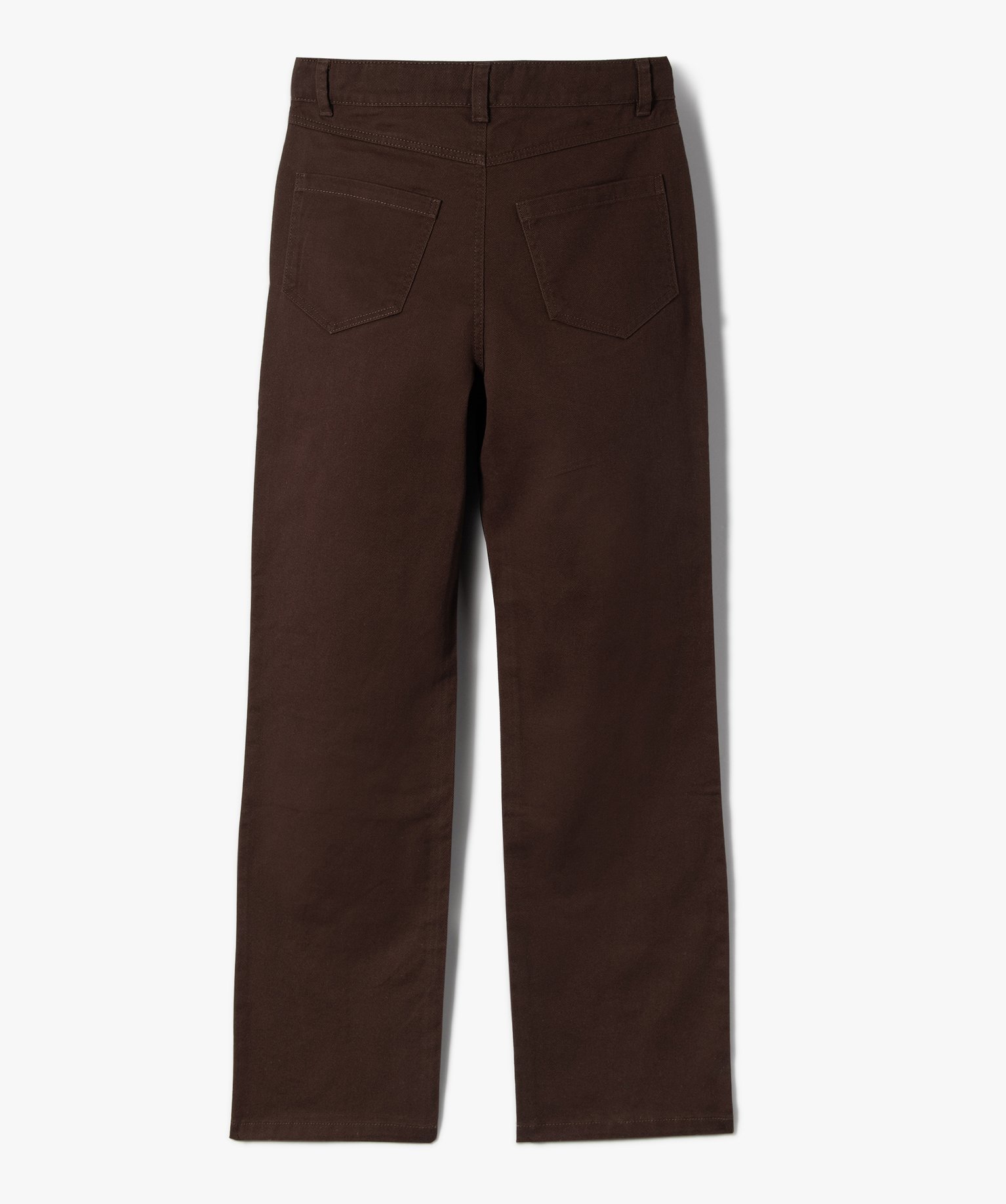 Pantalon en toile coupe large à taille haute fille marron | GEMO