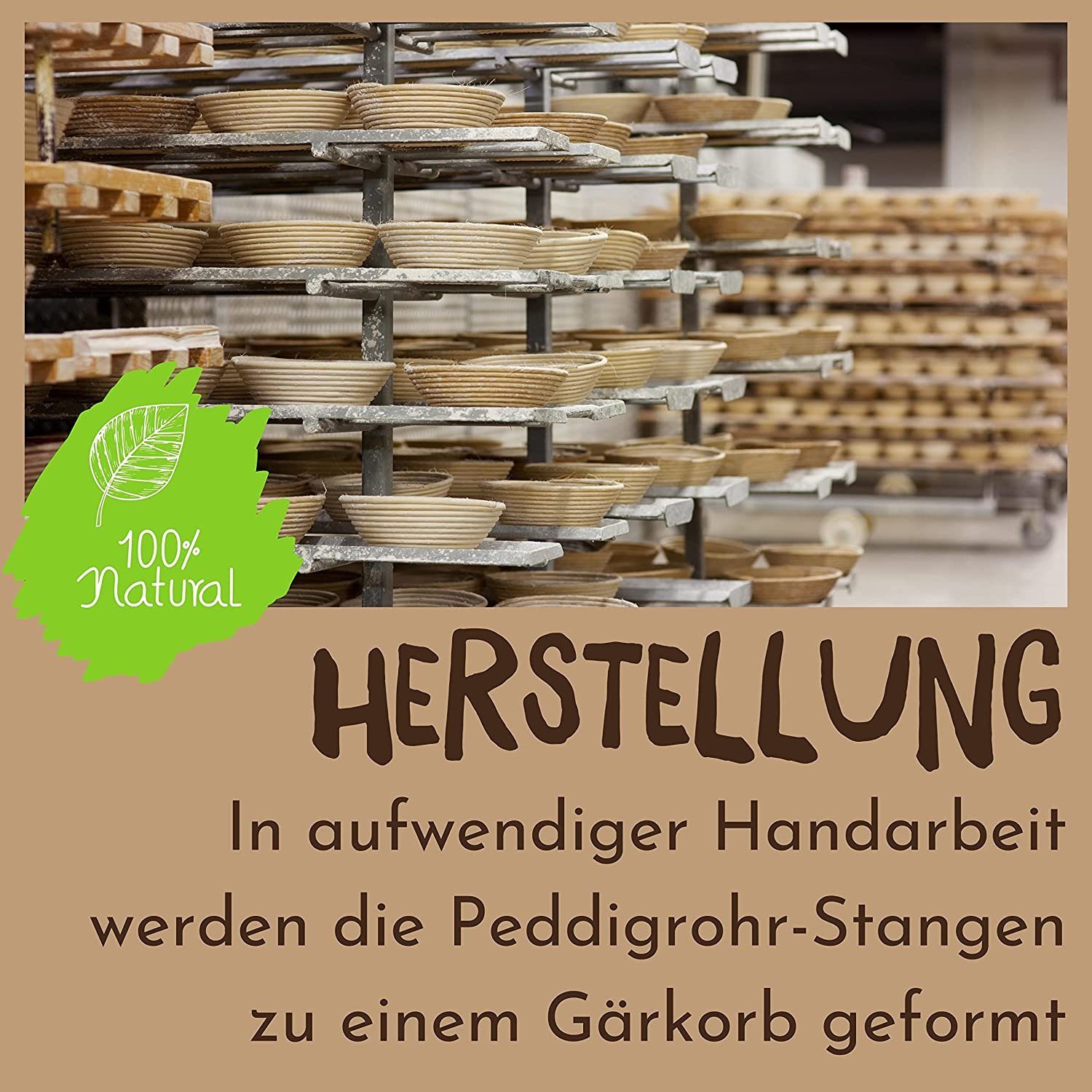 riijk Gärkorb Gärkorb inkl. Gratis Teigschaber, mit Leinentuch und Teigschaber