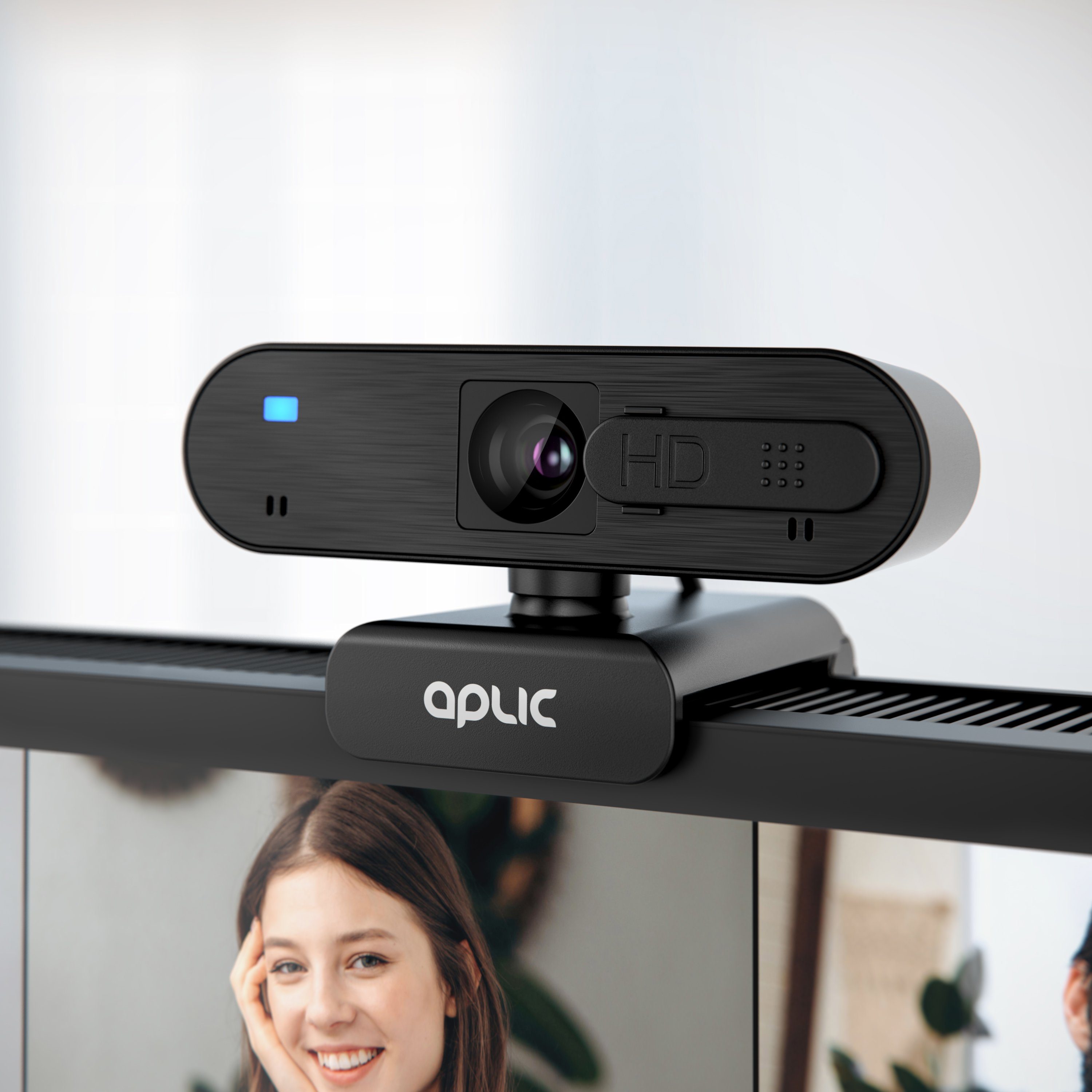 Aplic Full HD-Webcam (Full HD, 1920x1080@30Hz, Autofokus, Privacy Shutter Sichtschutz, Stereomikrofon)