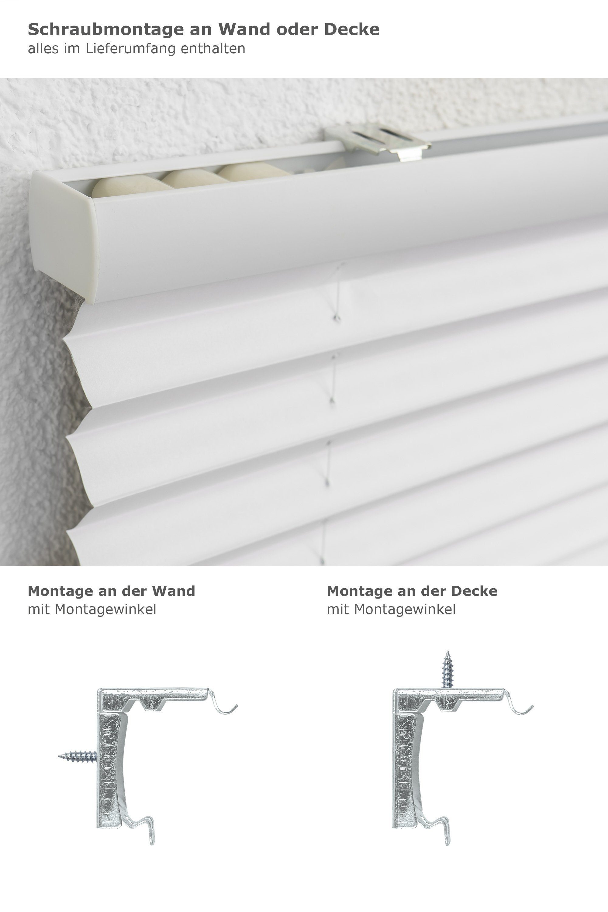 Plissee Thermo freihängend Reinweiß, LYSEL®, abdunkelnd, HxB 160x80cm