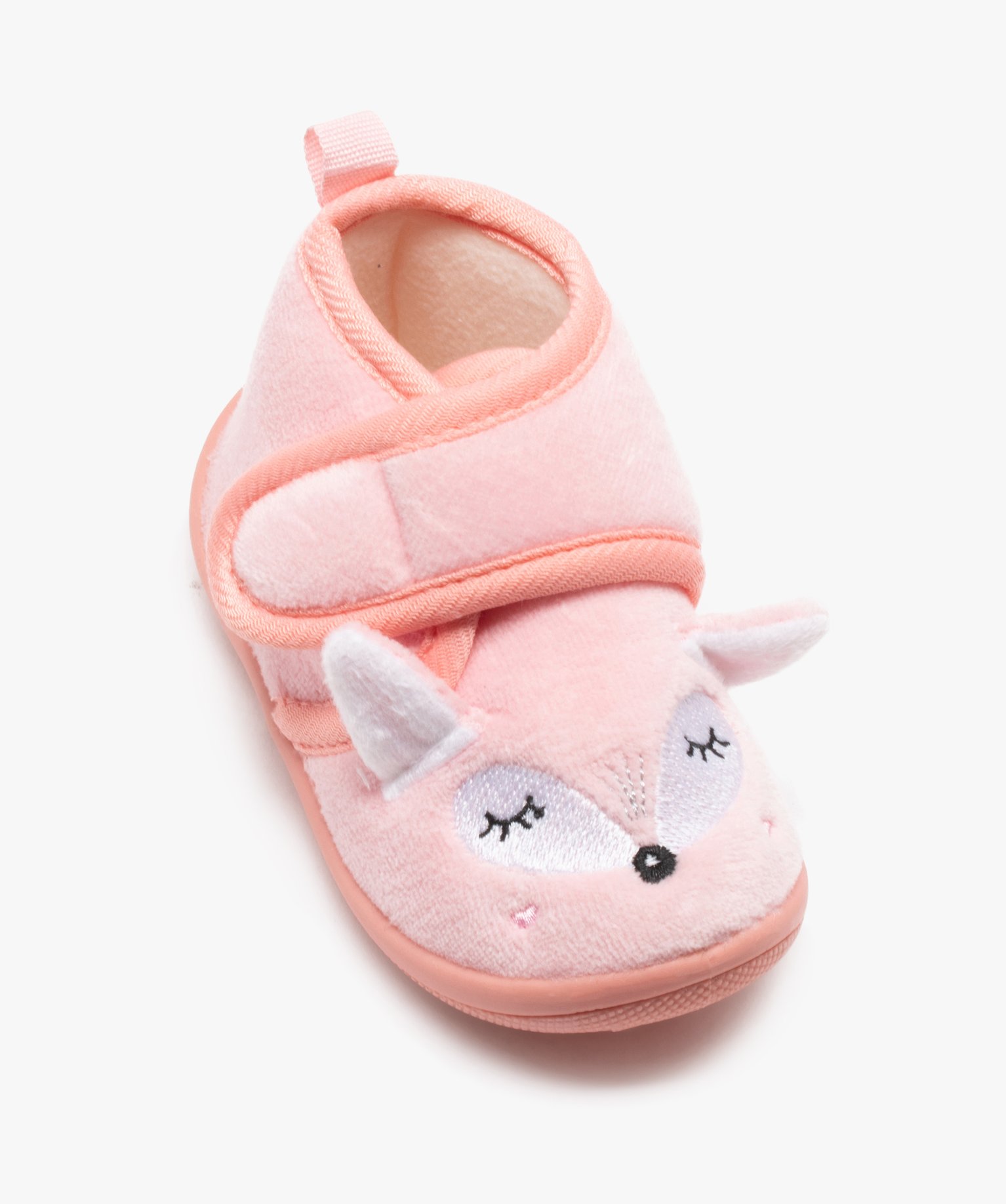Chaussons bébé fille bottillon en velours motif renard rose | GEMO