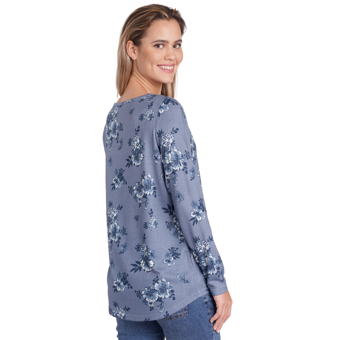 Damen Langarmshirt mit floralem Allover-Print