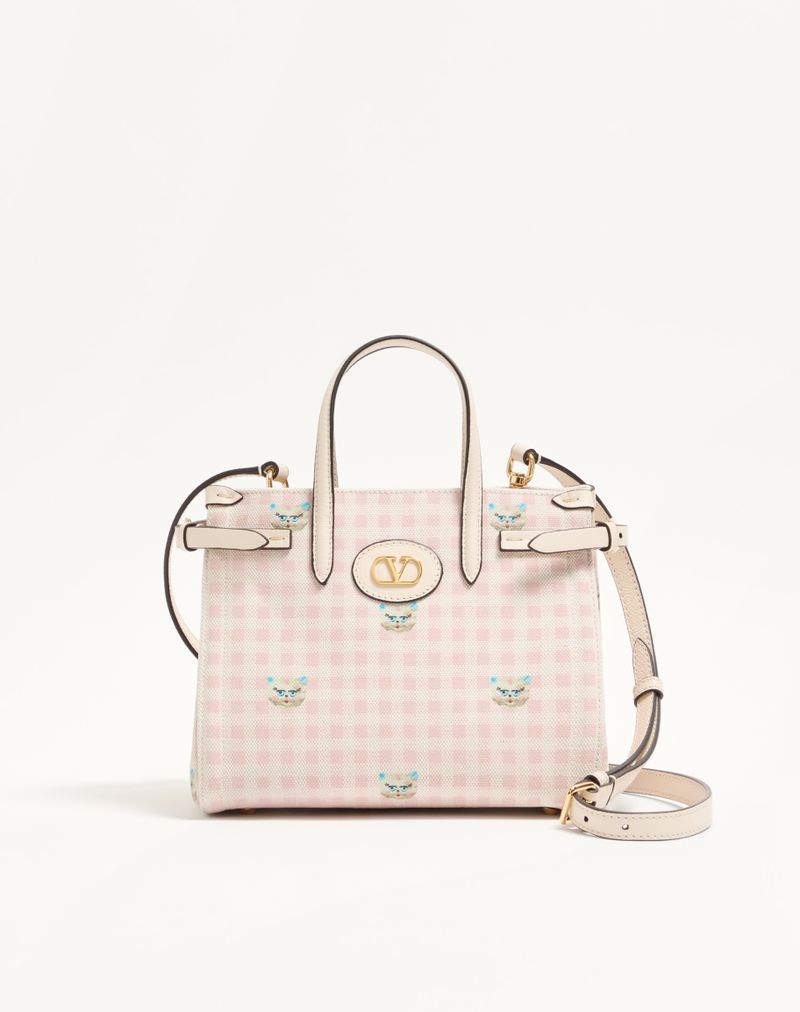 Valentino Garavani Antibes kleine boodschappentas van Vichy-canvas Le Chat De La Maison