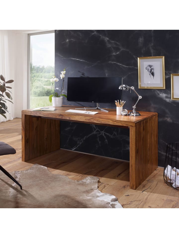 KADIMA DESIGN Schreibtisch BOHA Massiv-Holz Computertisch 160 cm breit in Massivholz günstig kaufen