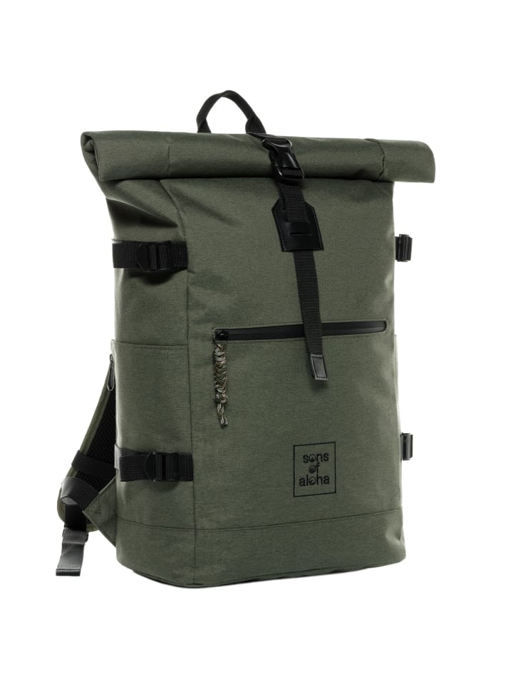 SONS OF ALOHA Rucksack XL RollTop Rucksack KANE erweiterbar| Laptop-Fach groß in grün günstig kaufen onesize