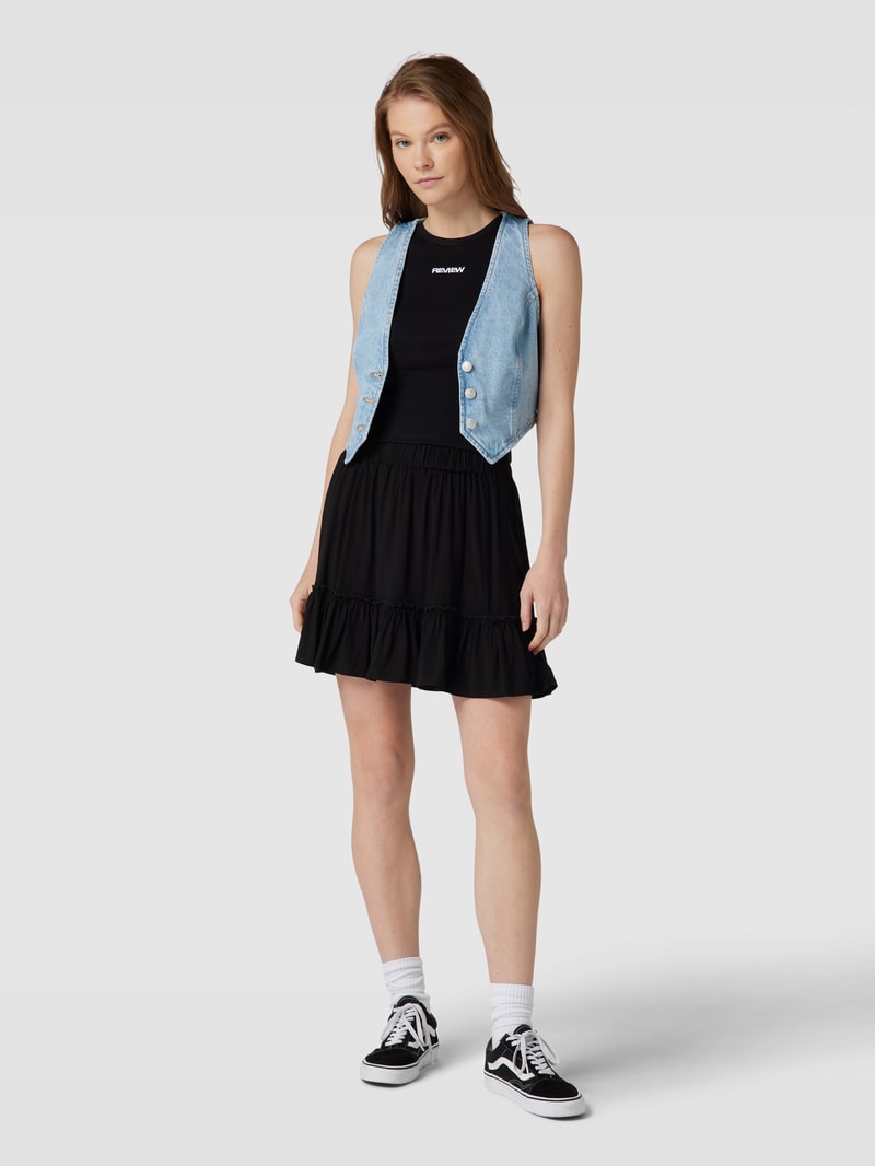 Minirock mit floralem Muster in schwarz