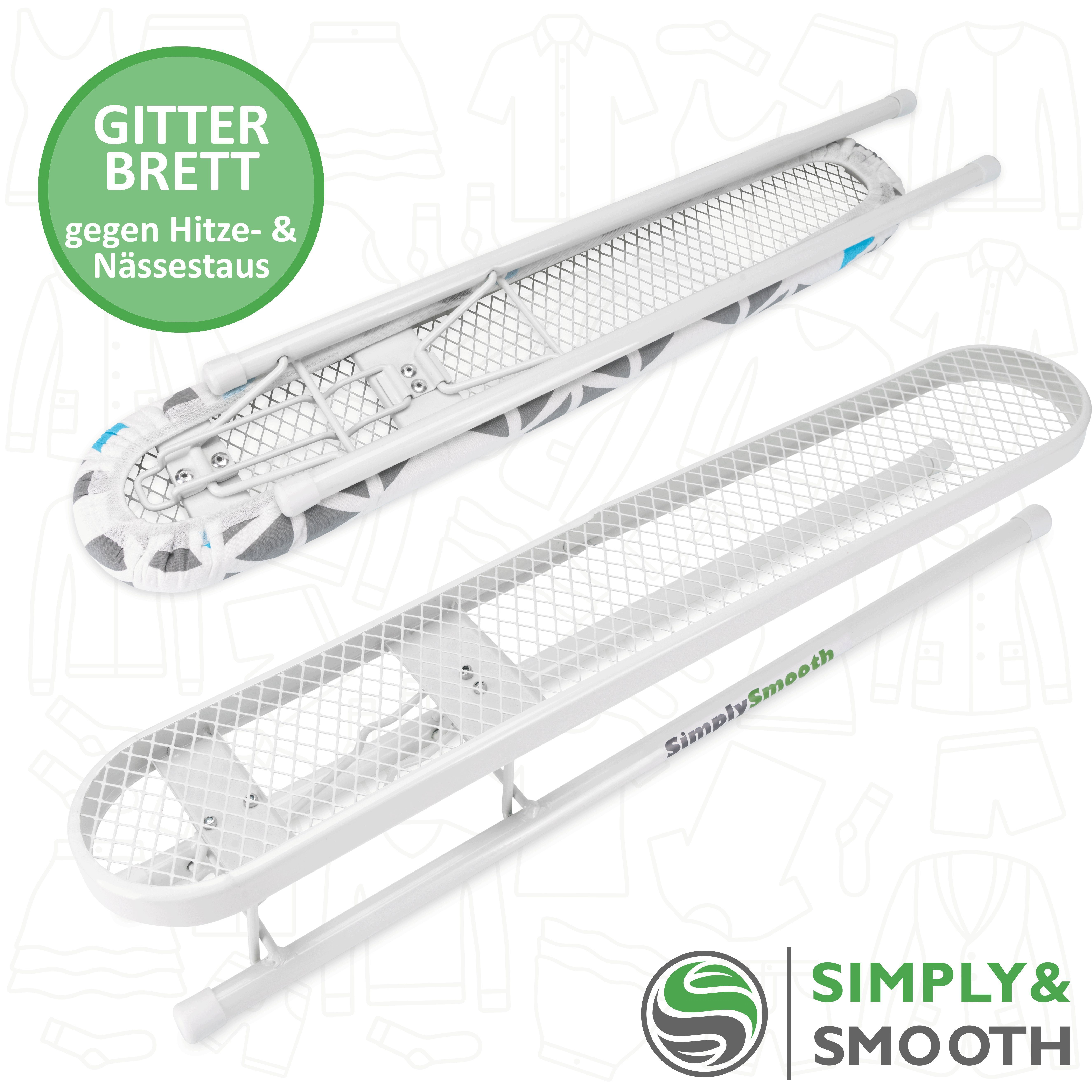 SimplySmooth Ärmelbrett 60cm extra lang und klappbar -, Bügelfläche 9,00x60,00 cm, stabile Arretierung, aufhängbares Ärmelbügelbrett, premium Bezug