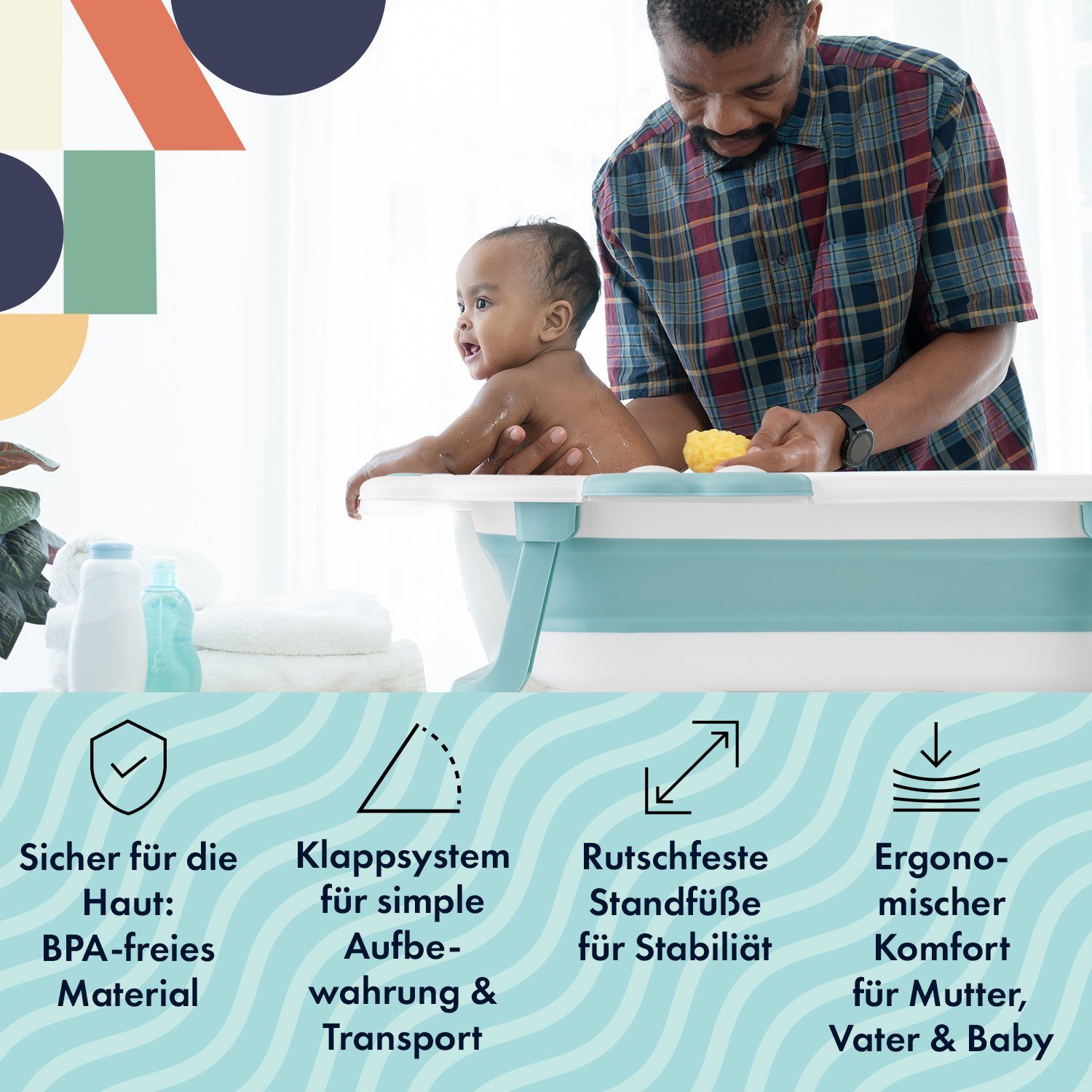 Babify Babybadewanne Folding Baby Babywanne mit Kissen, klappbare baby Säuglinge dusche ab Geburt freistehend