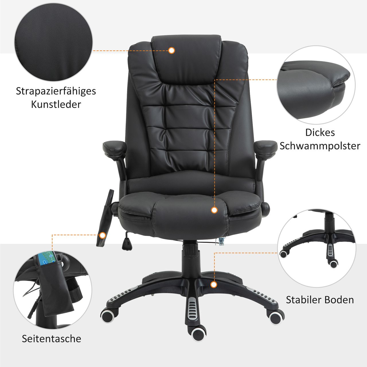 HOMCOM Bürosessel mit Massage,Wärme-Funktion