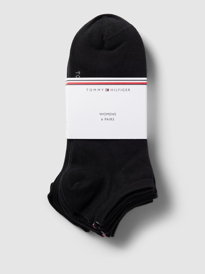 Sneakersocken mit Label-Details im 6er-Pack in schwarz