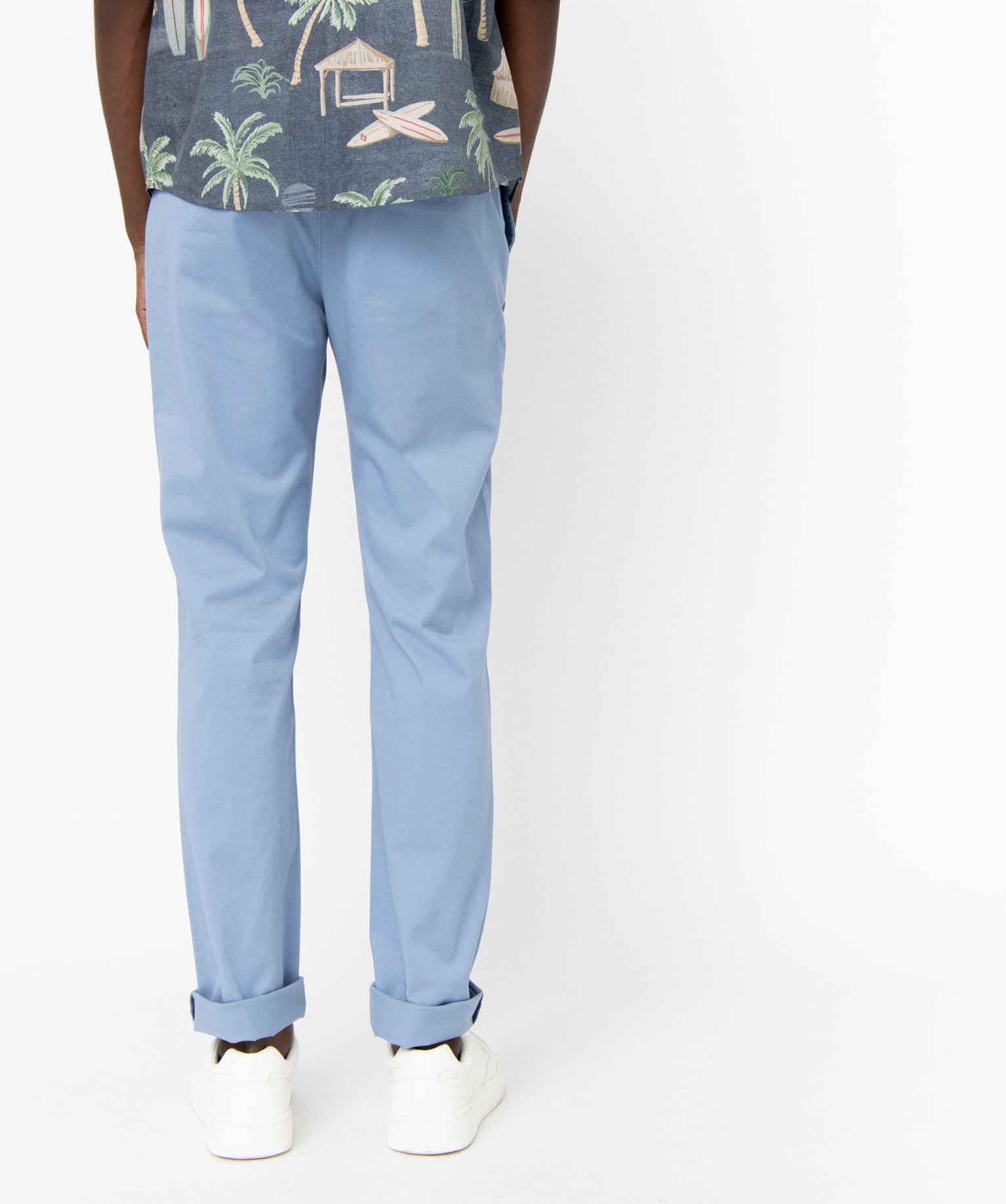 Pantalon chino en coton stretch uni homme bleu | GEMO