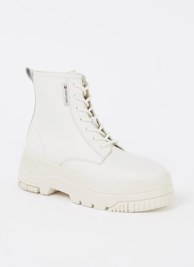 Tommy Hilfiger  Biker boot van leer met plateauzool