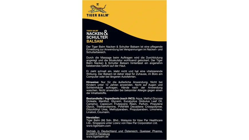 Tiger Balm Nacken und Schulter Balsam 50 g