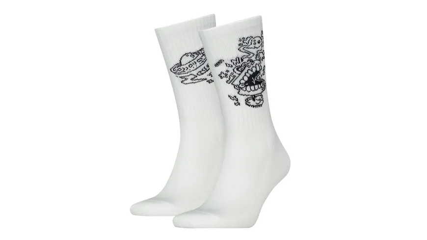 Levis Unisex Sportsocken Regular Cut Placed Graphic 2er Pack weiss