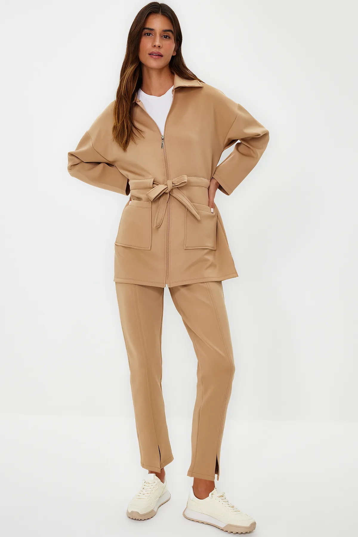 Trendyol Modest  Braunes Taucher-/Tauchbindungs-Set mit detailliertem gestricktem Ober- und Unterteil TCTAW24EN00017