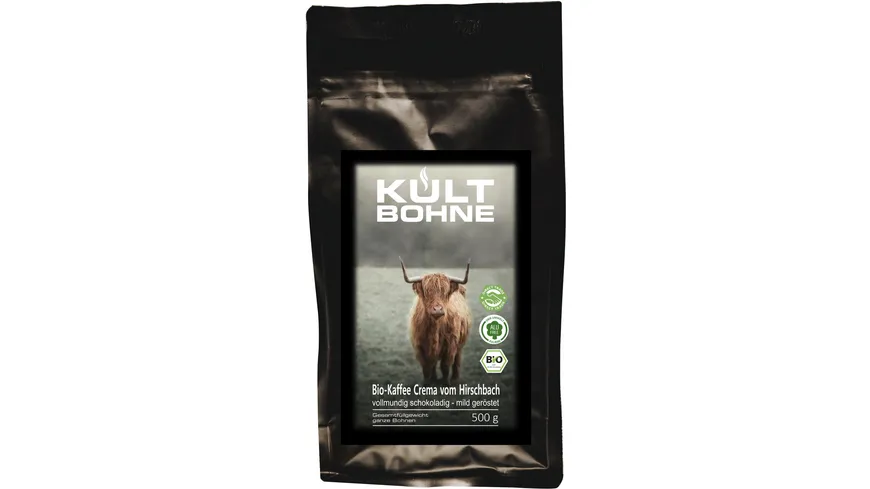 KULTBOHNE Bio Kaffee Bohnen Crema Hirschbach 500 g