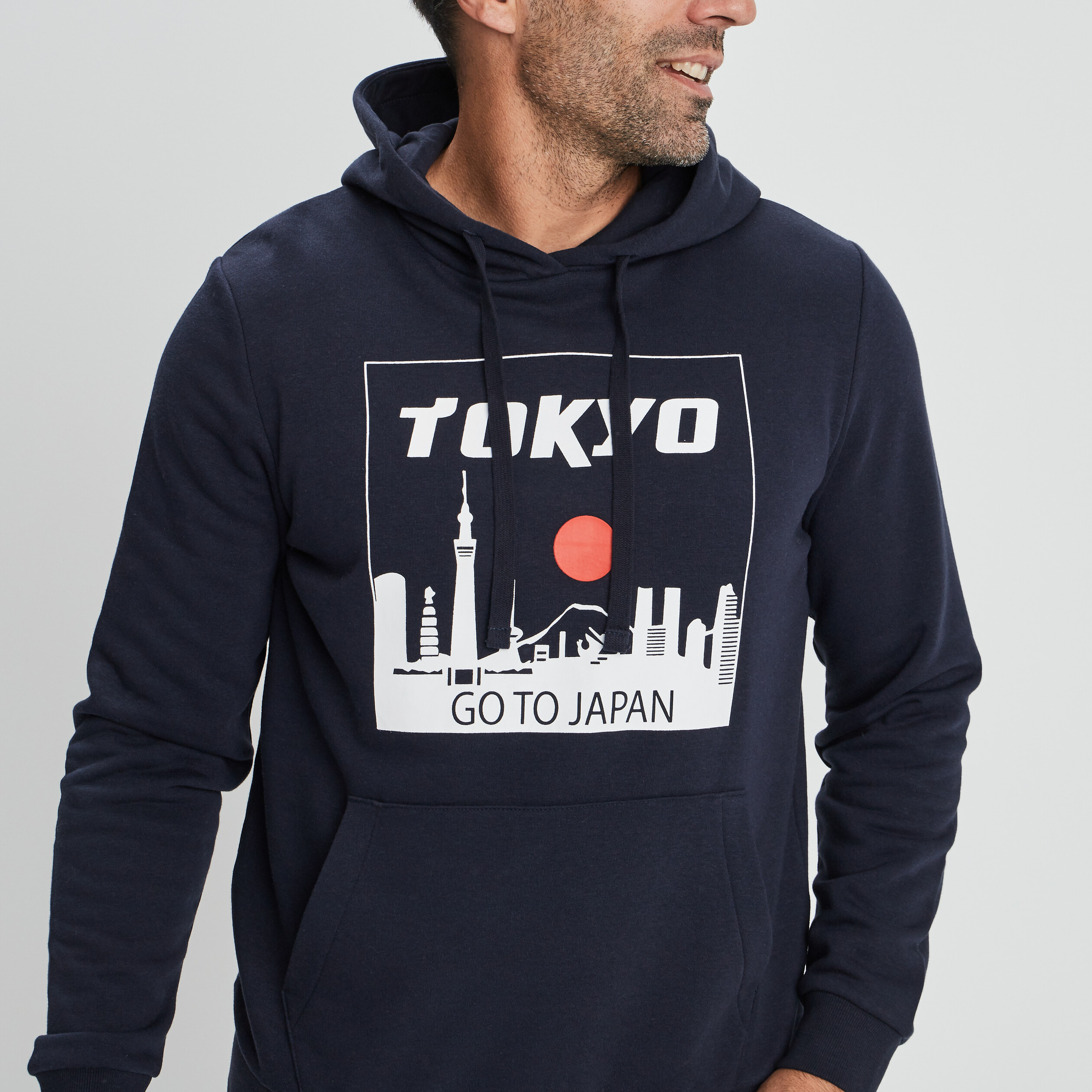 Sweat à capuche hoodie bleu marine homme | La Halle