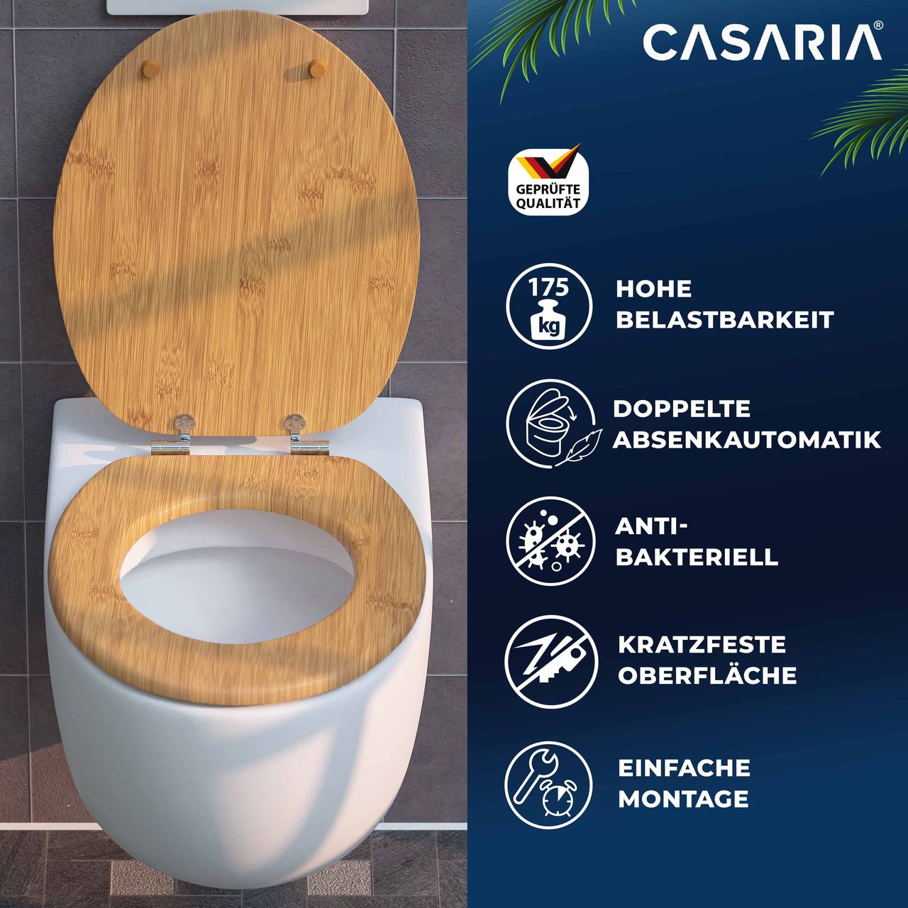 Casaria Toilettensitz Bambus mit Absenkautomatik