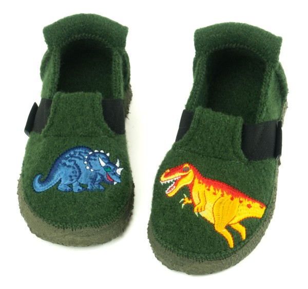 Nanga ~ Schurwoll Hausschuh ~ Dino (dunkelgrün)