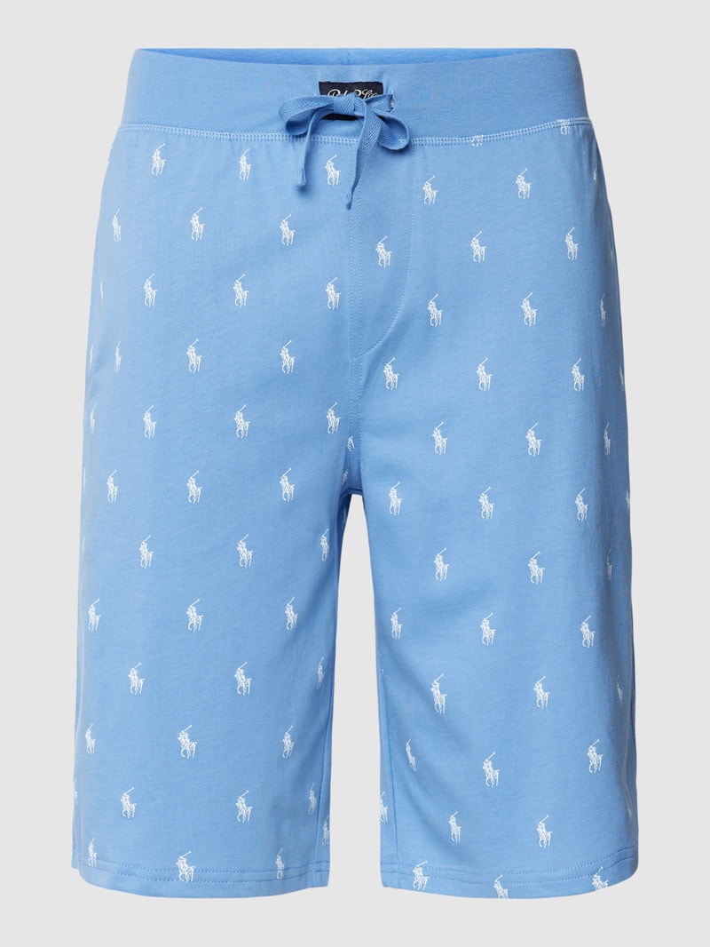 Slim Fit Sweatshorts mit Allover-Print Modell 'LIQUID in hellblau