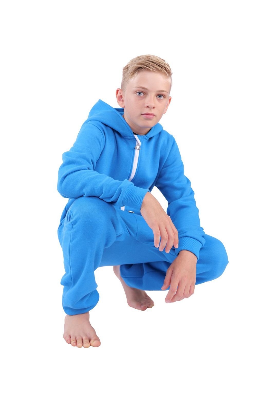 O'Poppy Jumpsuit Kinder blau (1-tlg) Zwergen Kapuze und Eingrifftaschen