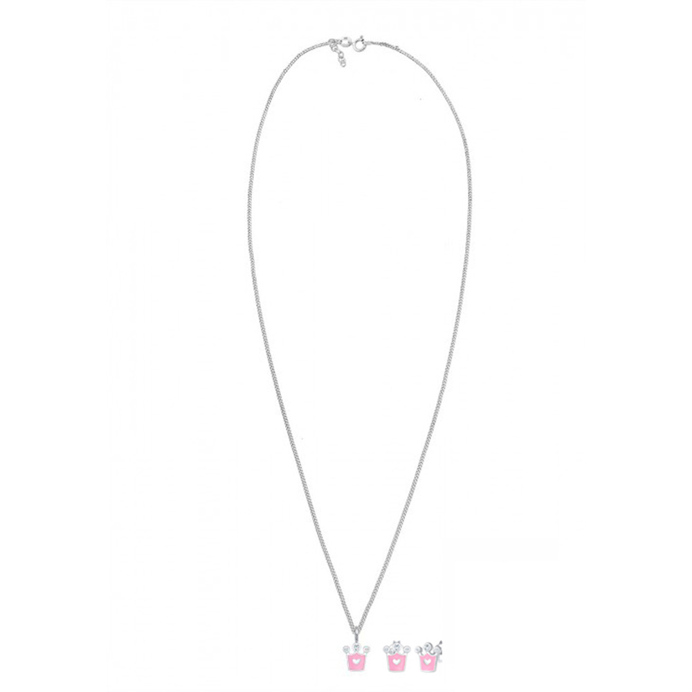 Elli Elli Ensemble de Bijoux Kinder Herz Krone Kristalle 925 Silber Bijoux