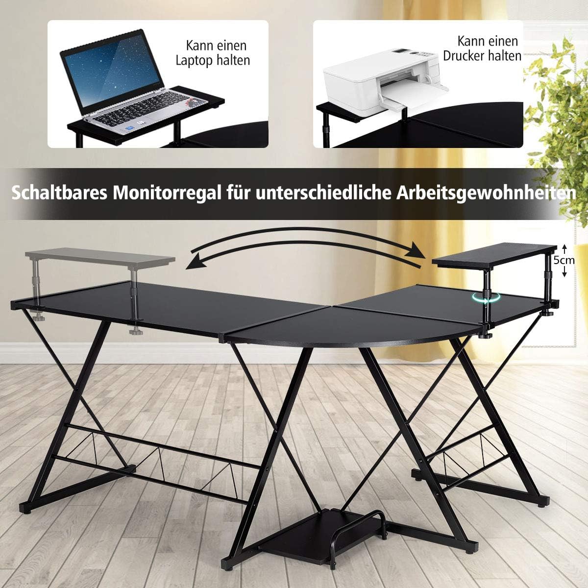 Costway L-Förmiger Computertisch aus Holz