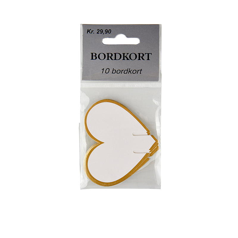Bordkort til glass 10-pk hjerte