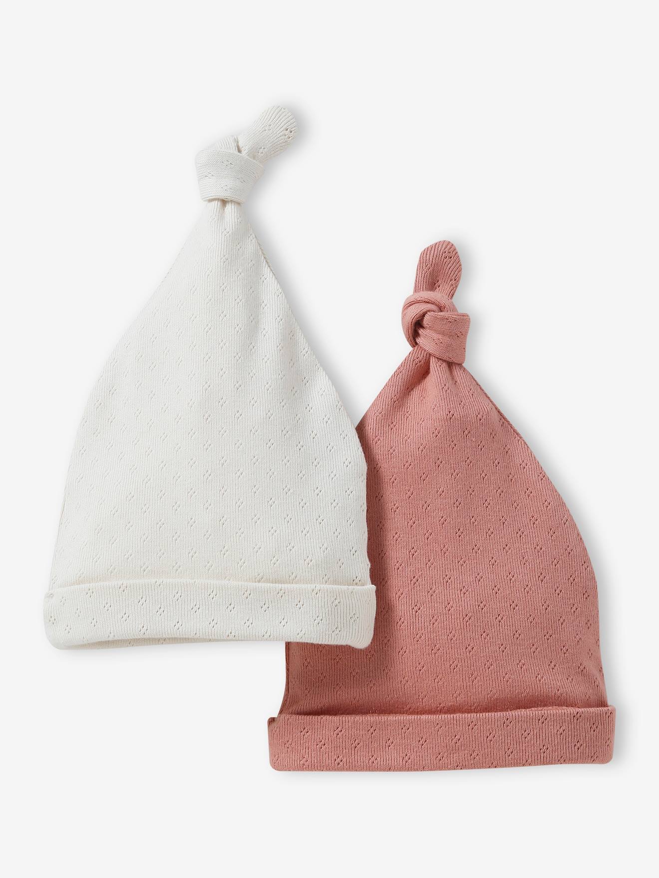 Vertbaudet 2er-Pack Baby Mützen - hellrosa