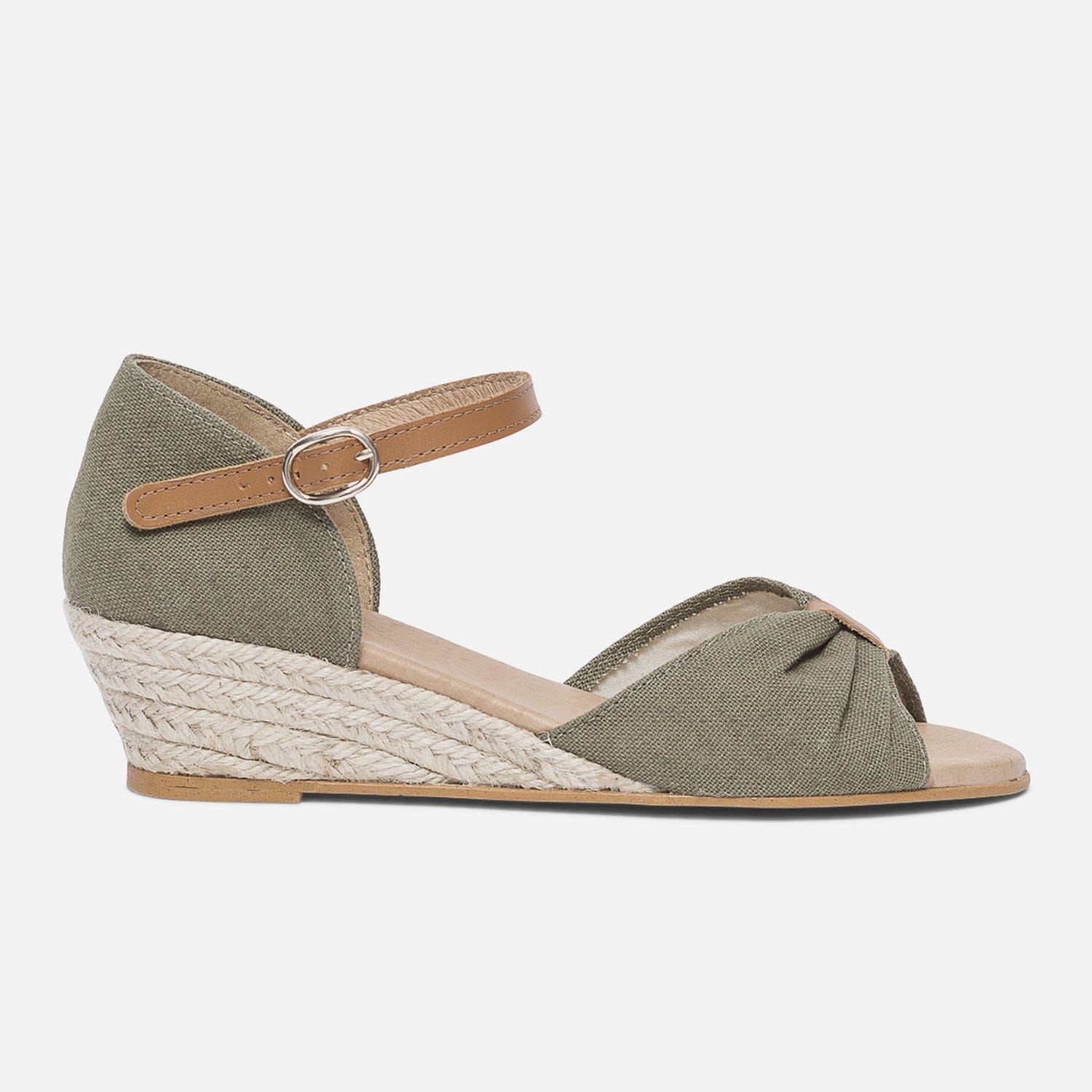 Sandale kaki en toile de coton et chanvre