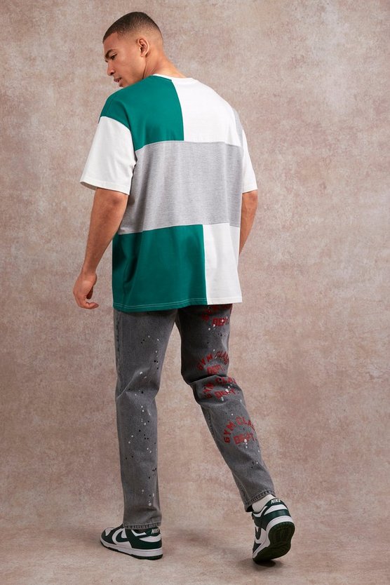 Oversize Patchwork T-Shirt mit Print