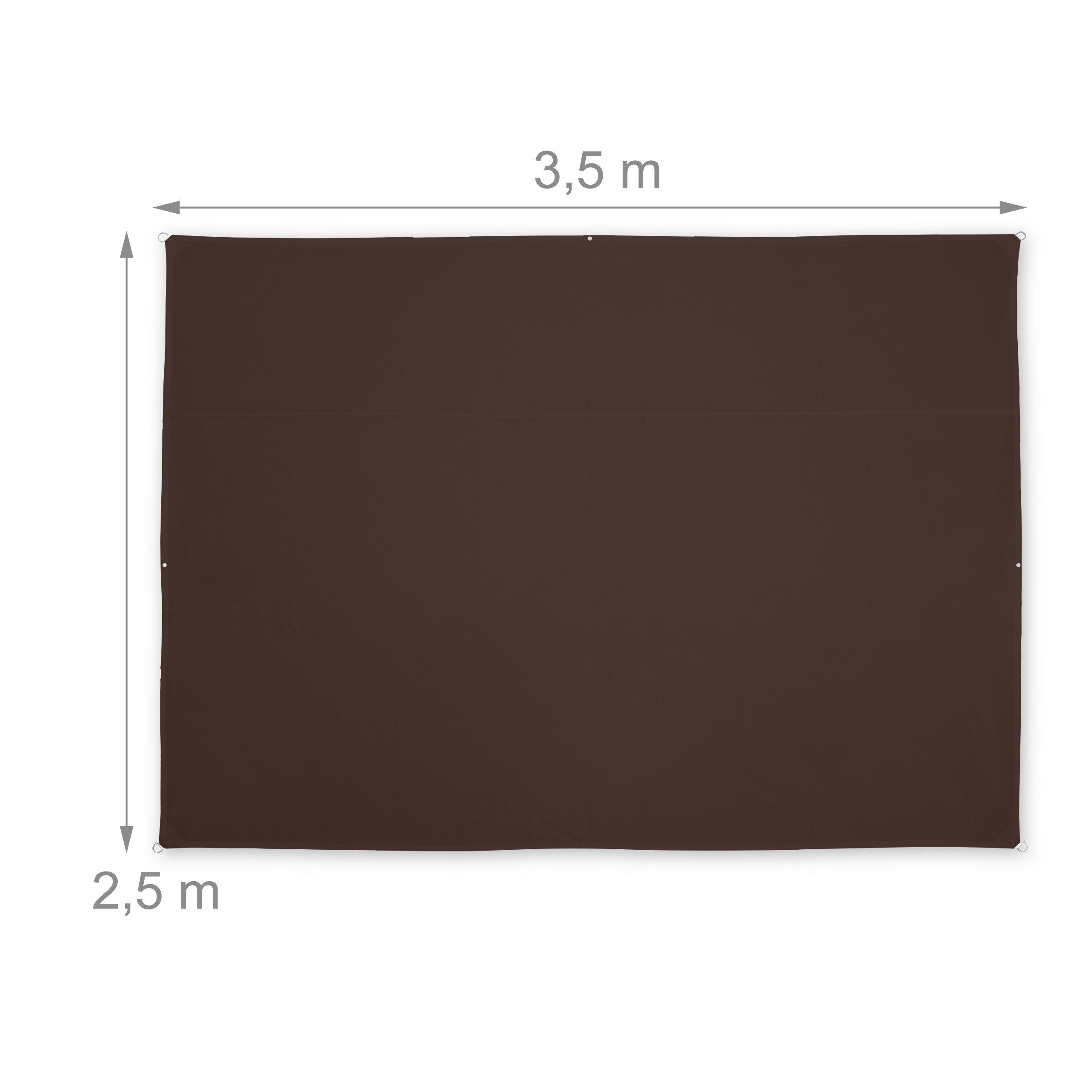 relaxdays Sonnensegel Rechteck Sonnensegel in Braun, 2,5 x 3,5 m